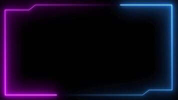 Neon Tech Frame HUD Animation - High-tech neon frame animation featuring sleek corners and a glowing gradient from blue to pink video