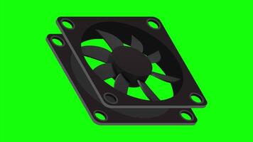 Isometric computer fan animation. Computer fan cooler. Isometric of PC case fan. Computer hardware components. video