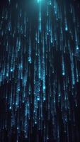 Matrix style futuristic background with cascading streams of glowing blue digital code with glitch effect. Cybersecurity and hacking concept. Full HD and looping vertical cyber technology background. video
