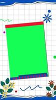 A colorful digital collage with dynamic grid, floral icons and retro elements video