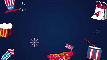 animated featuring a waving American flag, sparkling stars, and animated text Happy 4th of July pops into life. video