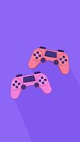 Swaying game controllers on purple background lofi vertical animation. Nostalgic fun joysticks. Retro gaming culture. Tech nostalgia. Lo fi 2D cartoon animated 4k . Chill aesthetic wallpaper video