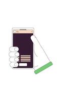 Hand holding smartphone with unread message popup 2D vertical animation. Inbox email communication envelope mobile display animated character cartoon flat concept metaphor 4K isolated on white video