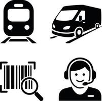 Logistics and Customer Support Solid Icon Set vector
