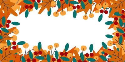 Autumn leaves Template for Seasonal Holidays Thematic Text Rectangular Frame border Copy space fond. illustration vector