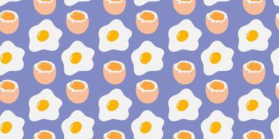 lightly boiled egg and Fried Egg Seamless pattern World Egg Day Food poster promo Background idea. Isolated illustration Wrapping Thematic Recipe or Menu cards, web promo banner, leaflet, label vector