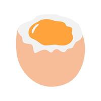 Partially peeled soft boiled egg with runny yolk Recipe or menu Theme cards Food poster element idea. Isolated illustration Egg Day Greetings, party invite or leaflets, banner, price tag, label vector