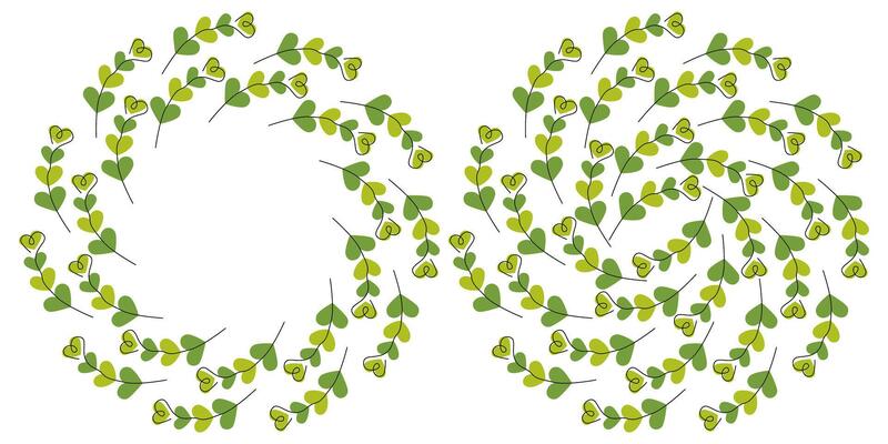Hand Drawn hearts twigs Circle Frame border and Backdrop St Patrick Greeting Copy space Template Set. Isolated illustration Greeting Spring Themes Cards Invite, poster or promo banner, leaflets