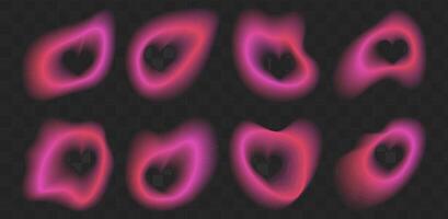Heart frame with gradient blur. Abstract y2k color gradation in pink and blue. Red soft aura effect design. Neon blurry ombre figure . Modern minimal aesthetic Valentine watercolor decoration. vector