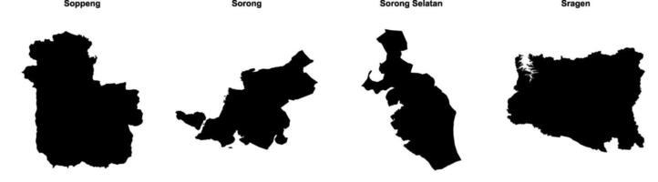 Soppeng, Sorong, Sorong Selatan, Sragen outline maps vector