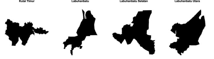 Kutai Timur, Labuhanbatu, Labuhanbatu Selatan, Labuhanbatu Utara outline maps vector