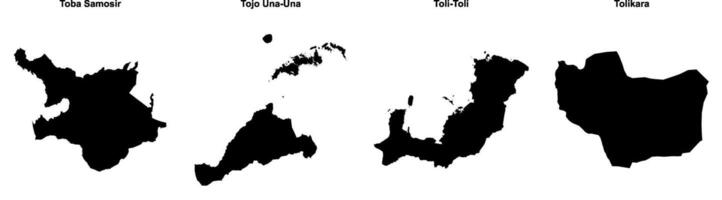 Toba Samosir, Tojo Una Una, Toli Toli, Tolikara outline maps vector