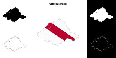 Gotsu, Shimane outline map set vector
