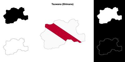 Tsuwano, Shimane outline map set vector