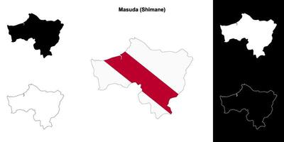 Masuda, Shimane outline map set vector
