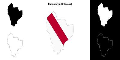 Fujinomiya, Shizuoka outline map set vector