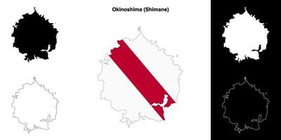 Okinoshima, Shimane outline map set vector