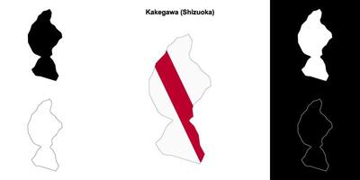 Kakegawa, Shizuoka outline map set vector