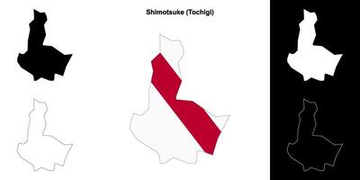 Shimotsuke, Tochigi outline map set vector