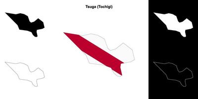 Tsuga, Tochigi outline map set vector