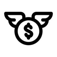Simple Flying Money outline icon. The icon can be used for websites, print templates, presentation templates, illustrations, etc vector