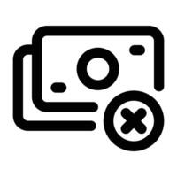 Simple No Money outline icon. The icon can be used for websites, print templates, presentation templates, illustrations, etc vector