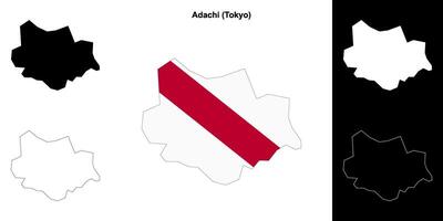 Adachi, Tokyo outline map set vector