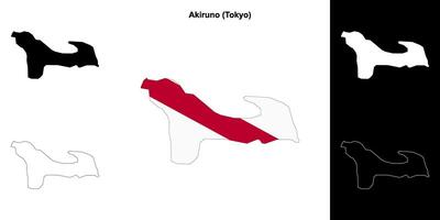 Akiruno, Tokyo outline map set vector
