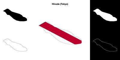 Hinode, Tokyo outline map set vector
