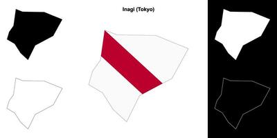 Inagi, Tokyo outline map set vector