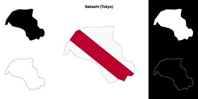 Itabashi, Tokyo outline map set vector