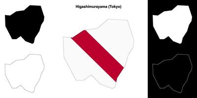 Higashimurayama, Tokyo outline map set vector