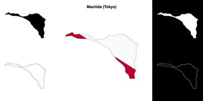 Machida, Tokyo outline map set vector
