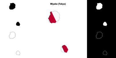 Miyake, Tokyo outline map set vector