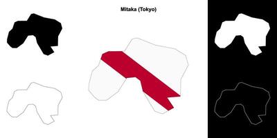Mitaka, Tokyo outline map set vector