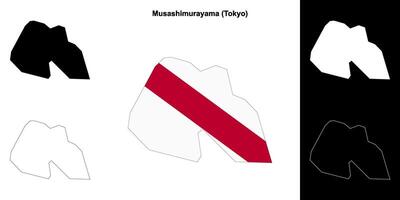 Musashimurayama, Tokyo outline map set vector