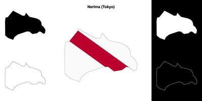 Nerima, Tokyo outline map set vector