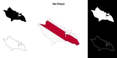 Ota, Tokyo outline map set vector