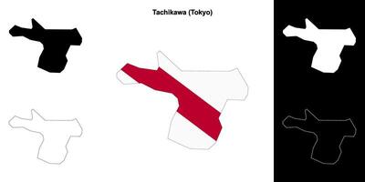 Tachikawa, Tokyo outline map set vector