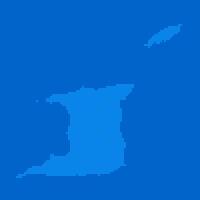 Blue halftone dot outline map background of Trinidad and Tobago vector
