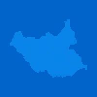Blue halftone dot outline map background of South Sudan vector