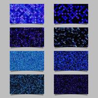 Diagonal blue square pattern mosaic card background template set vector