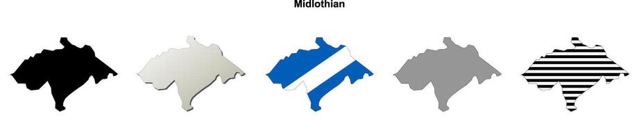 Midlothian, Scotland blank outline map set vector