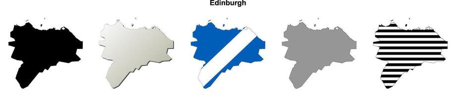 Edinburgh, Scotland blank outline map set vector
