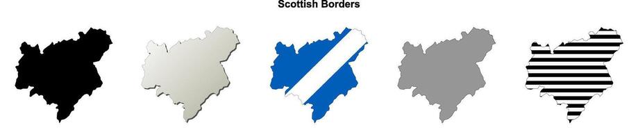 Scottish Borders, Scotland blank outline map set vector