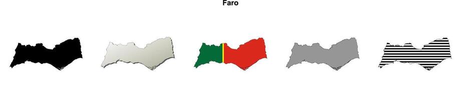 Faro district blank outline map set vector
