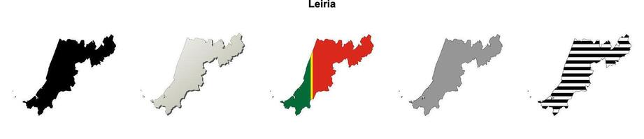 Leiria district blank outline map set vector