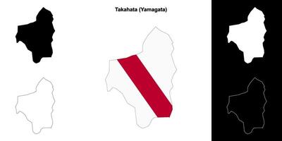 Takahata, Yamagata outline map set vector