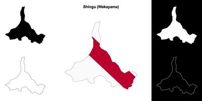 Shingu, Wakayama outline map set vector