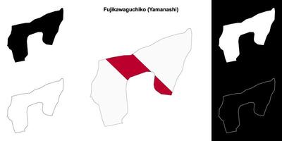 Fujikawaguchiko, Yamanashi outline map set vector